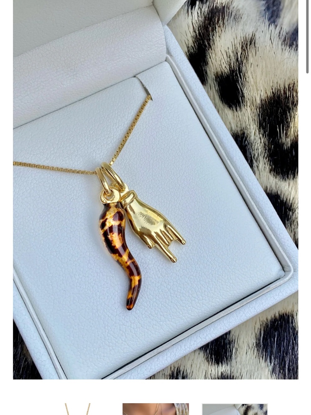 Gold Cornicello and Hand Necklace never worn